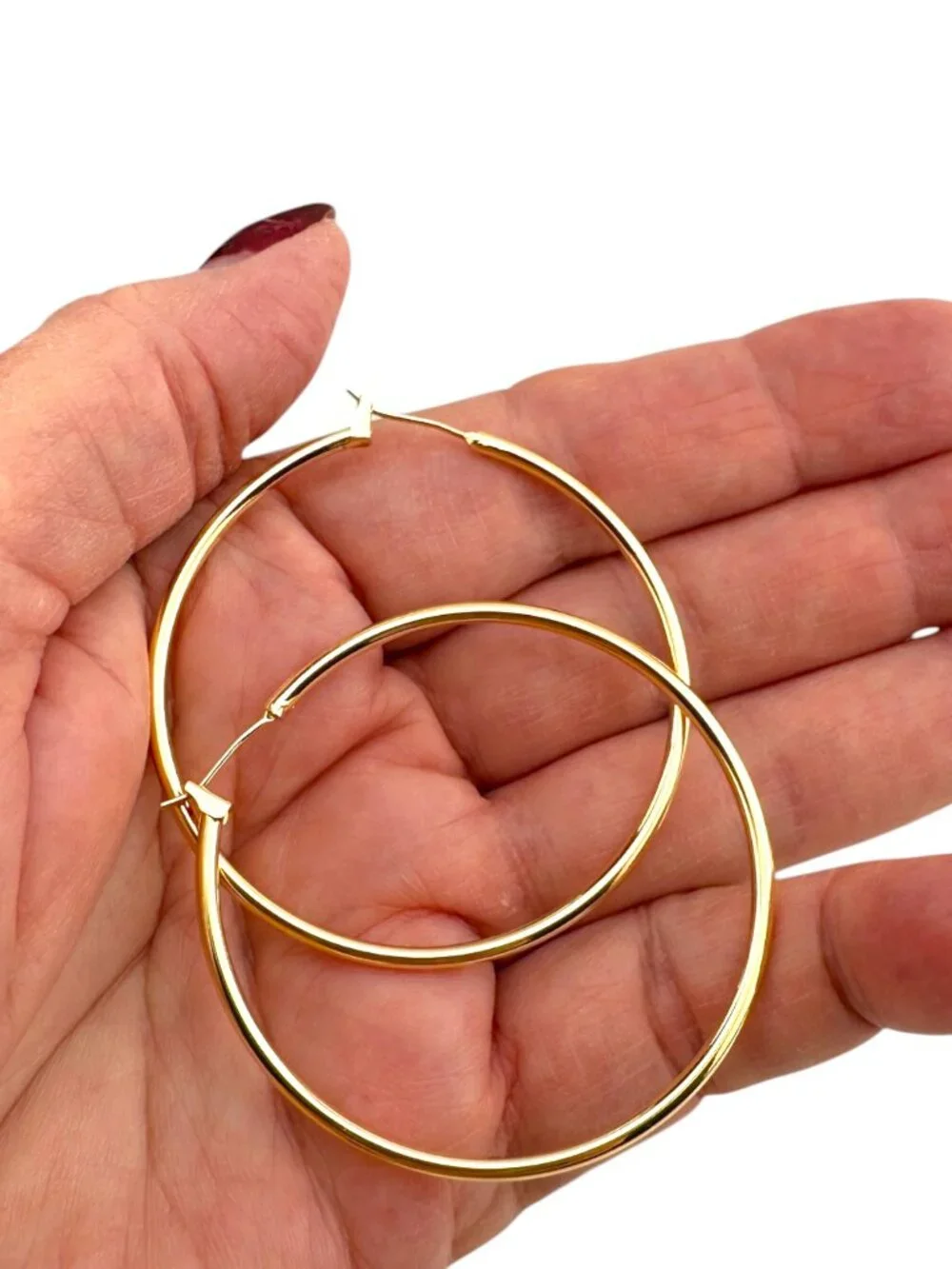 Gold Filled Hoop Earrings 2” Large Closed Hoops Statement 14K